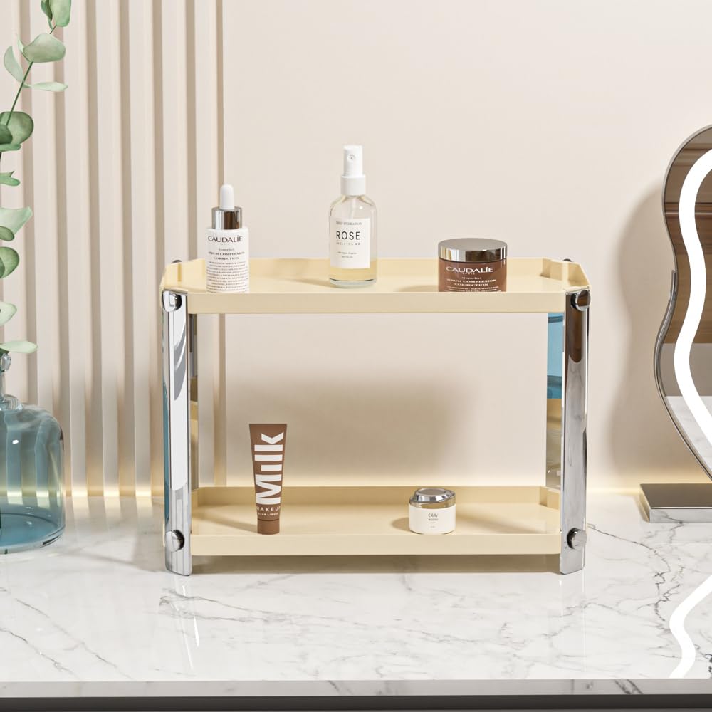 Organisateur De Maquillage 2 étages HARLIANGXY - Rangement Cosmétique Noir Pour Salle De Bain, Bureau Et Chambre