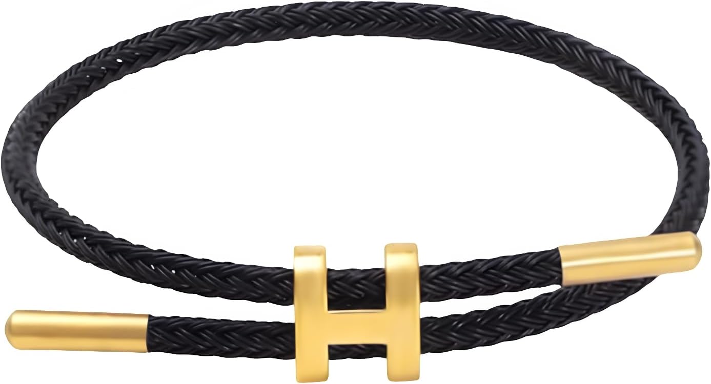 Bracelet with Adjustable Design Polished H Shape Buckle, Bracelets for Women, 18k Gold-plated Buckle Design Titanium Steel Wire Rope Women's Gift Jewelry