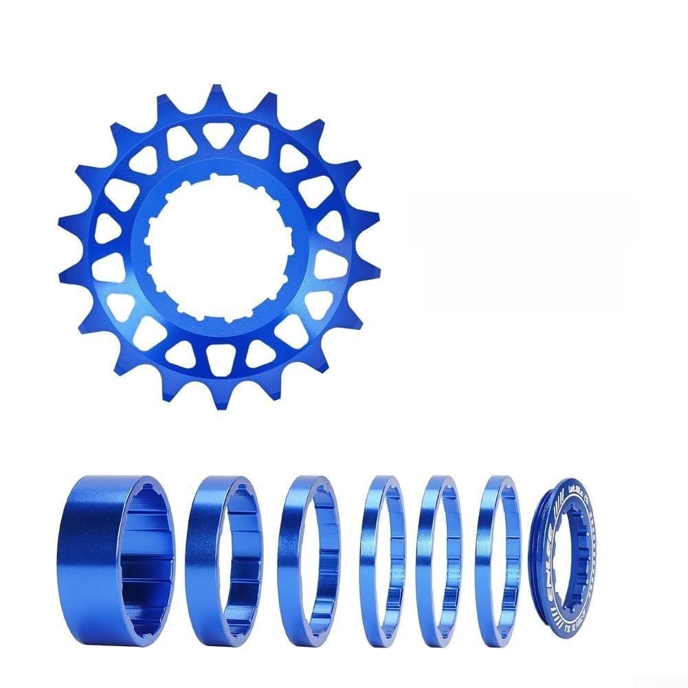 16T And 18T Single Speed Conversion Kit For Bikes With Solid Aluminum Cog And Spacer For Even Distribution(Blue-18T)
