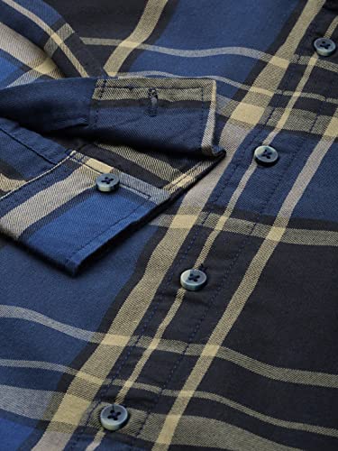 Image of THE INDIAN GARAGE CO Men Regular Fit Checkered Full Sleeves Cutaway Collar Casual Shirt