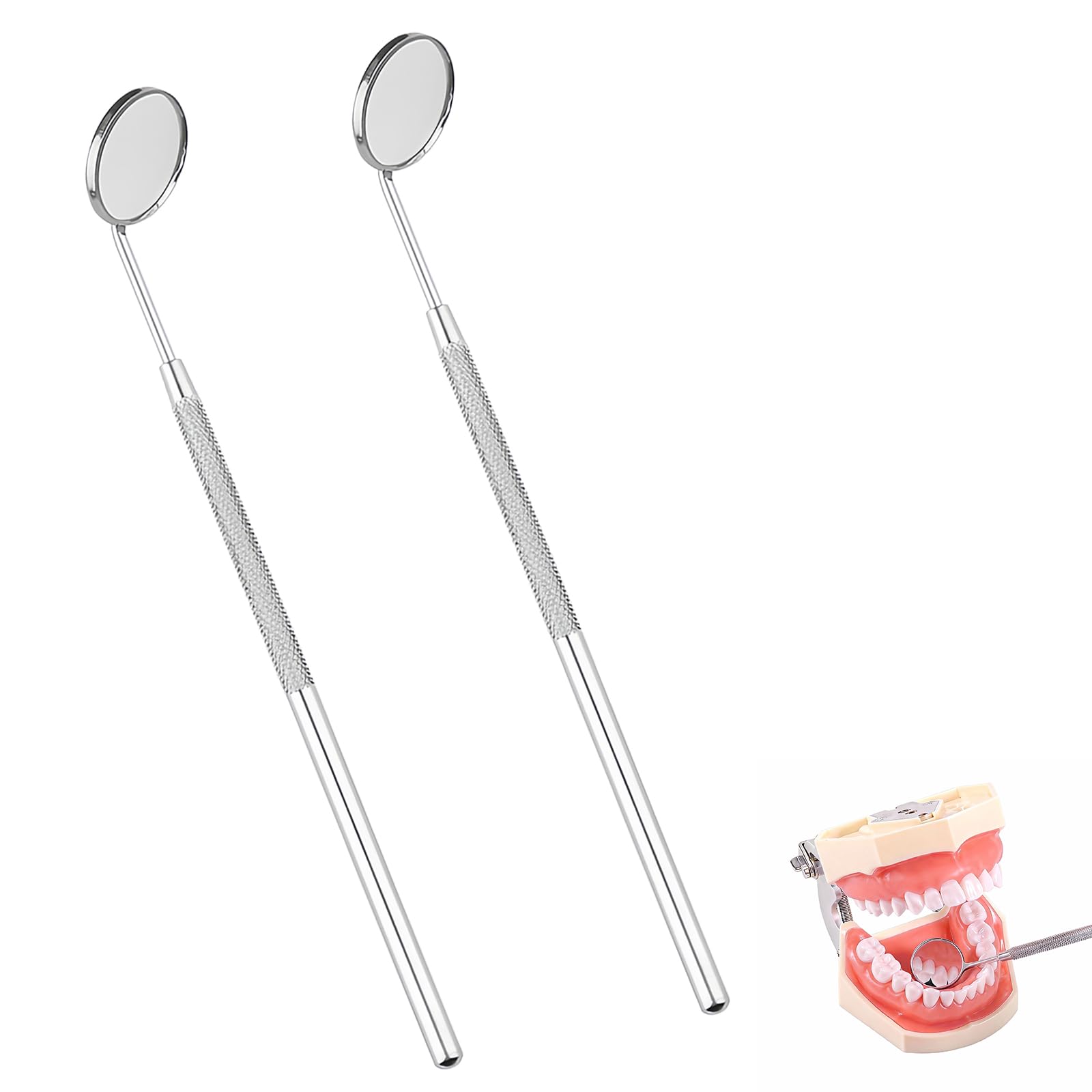 Profesional Set de Cuidado Dental con 2 Espejos Dentales de Acero Inoxidable, Anti-Vaho 45 Grados