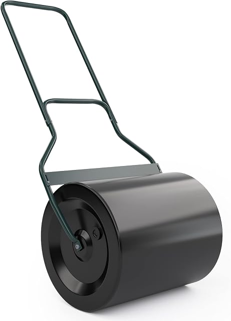 GiantexUK 60L Garden Lawn Roller, Water/Sand Filled Lawn leveller with Scraper Drum & Removable Drain Plug, Heavy Duty Metal Lawn Push Rolling Tool for Grass Seed