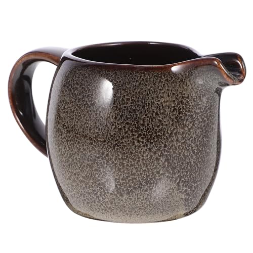 SUPVOX Jarra Pequeña de Cerámica con Asa y Boquilla Vertedora para Crema y Leche, Recipiente Reutilizable para Café y Jarabe, Adecuado para Hogar, Cafetería y Restaurante, Color Gris