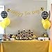 Happy Bee Day Gold Glitter Banner & Happy Bee Day Cake Topper for Bumble Bee Themed Happy Birthday Party Supplies Decorations