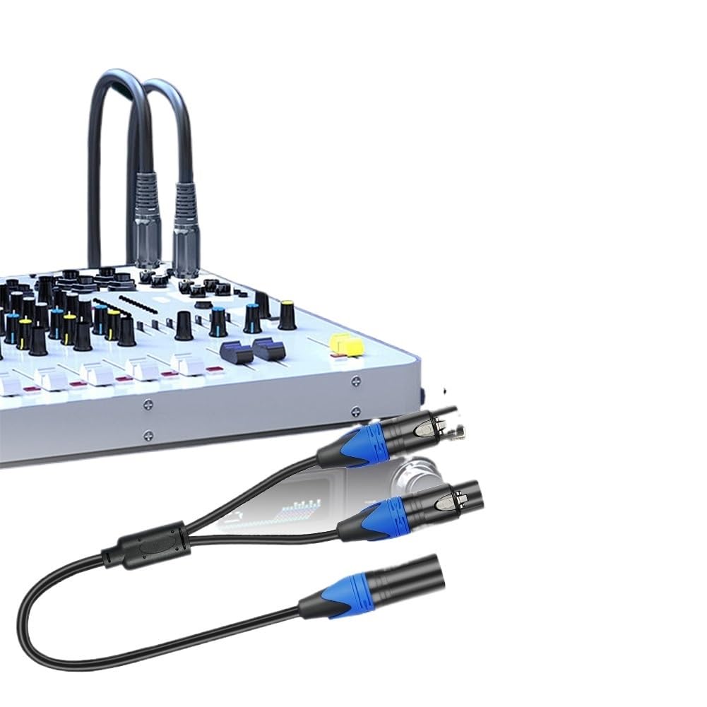 Cavo sdoppiatore a Y femmina a 2 maschio XLR a Y, cavo splitter per microfono (FMM)