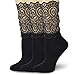 ViViKi Womens Lace Socks Black Ruffle Socks for Women Sexy Fashion Frilly Ankle Socks 3 Pairs