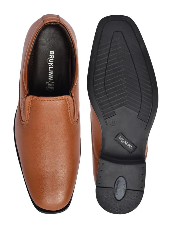 Image of WUSQA Enterprises Men's Leather Formal Shoes | Classic Pull-On Dress Shoes for Office, Business, Party & Wedding | Durable & Comfortable Footwear