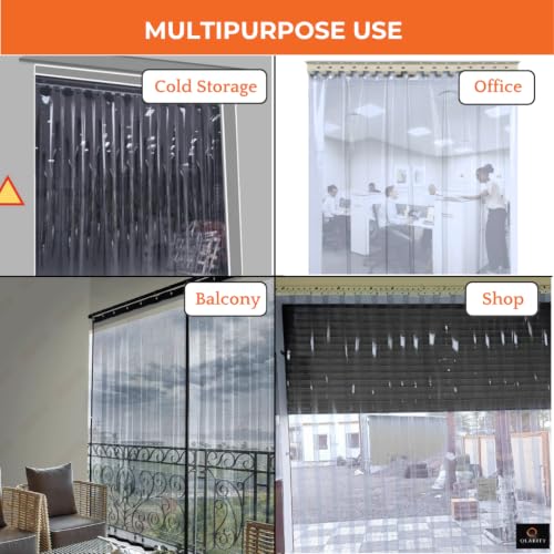Image of Qlarity Covers 1.5mm Thick PVC Strip AC Curtain | Size- 20 1pcs Inch Wide Hanger X 7 Feet Long | 3 Strips, 8.5 Inches Wide Vinyl Transparent Door Curtain | Mount Hanger for Cold Storage /Office /Home