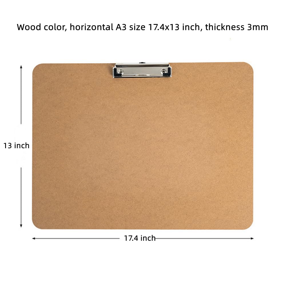 2 Pcs Clipboards with Low Profile Clip,Wood Clipboards Bulk,Office Clipboard Hardboard Drawing Clipboard,Back to School Teacher Classroom Supplies - Image 2