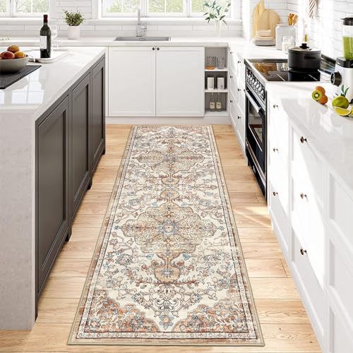 Pauwer Boho Hallway Runner Rug 2x6 Washable Entryway Area Rugs Non Slip Farmhouse Vintage Floor Mat Carpet Runner for Hallways Laundry Room Kitchen Bathroom Bedroom