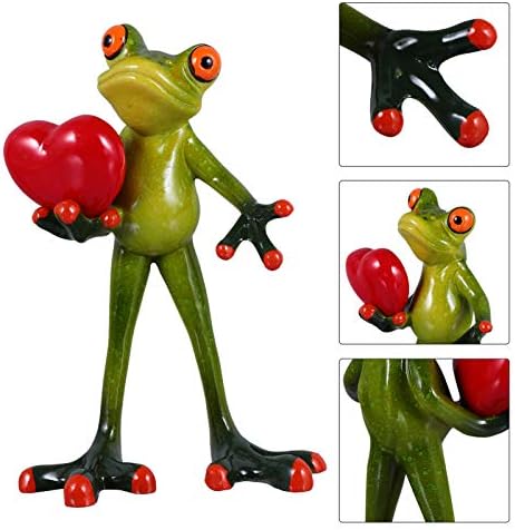 PATKAW Frogs Garden Statue Frogs Figurine Ornament 3D Creative Frog Decor Frog Figurine Holding a Love for Home Resin Decoration