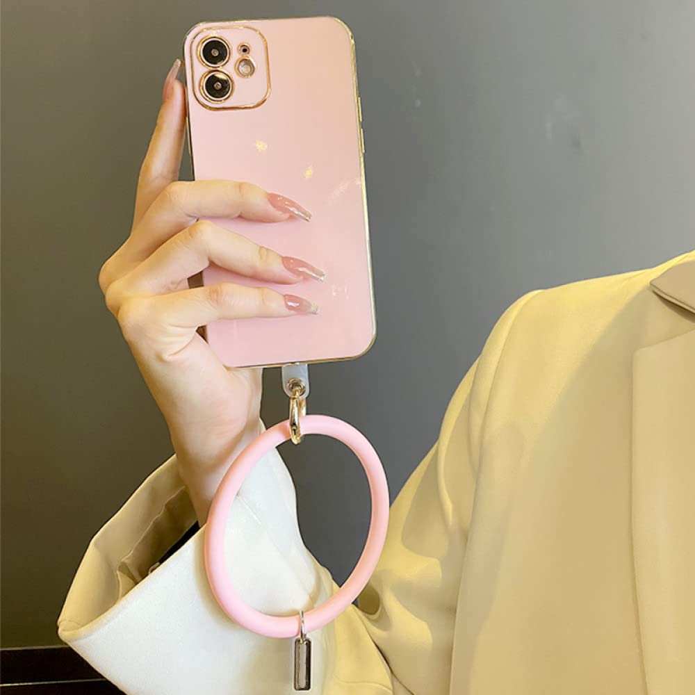 Coque silicone iPhone 11 Pro rose couverture de protection bracelet rond