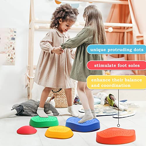 image for makarci Stepping Stones for Kids, 5pcs Non-Slip Plastic Balance Stones