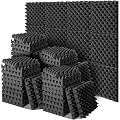 Pangda 60 Pack Acoustic Foam Panels 12 x 12 x 2" Sound Proof Foam Panels for Walls High Density Egg Carton Sheet Fire Resistant Sound Dampening Noise Reducing for Studio Room Home Door Ceiling