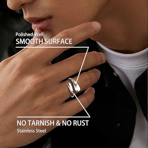 Non Tarnish Gold Chunky Rings for Women, Gold Statement Dome Rings Stacking Silver, Adjustable Mens Eternity Wedding Band Mixed Metal Jewelry Size 3-132