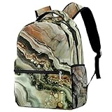 Nature - Mochila deportiva con textura de mármol, mochila informal para viajes, escuela, con múltiples bolsillos para hombres y mujeres, Textura de mármol natural, 29.4x20x40cm/11.5x8x16 in