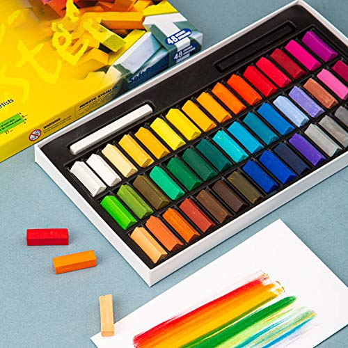 Non Toxic Soft Pastel Set of 48 Assorted Colors Square Chalk Art Supplies Chalk Pastels Professional Art Supplies For Artists Colored Chalk For Gifts