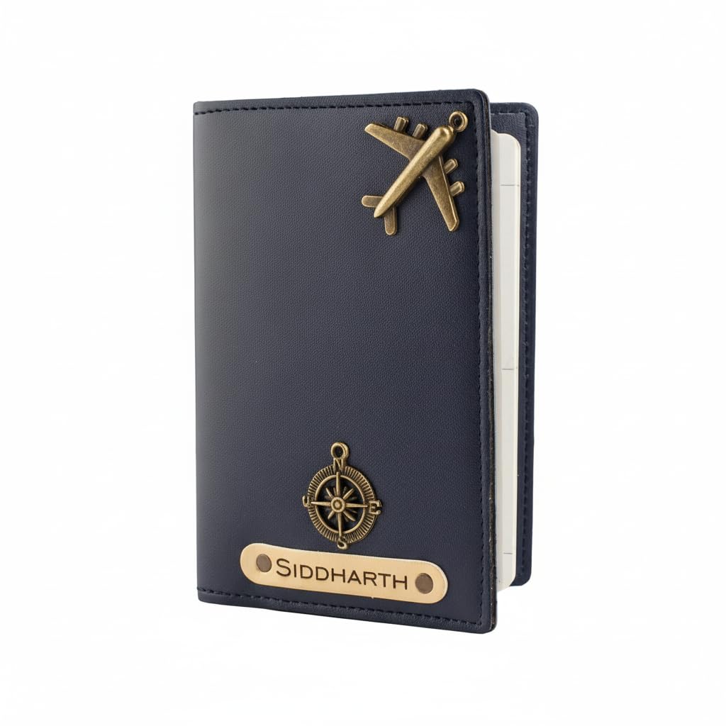 navya royal art Customised Name & Charm Leather Passport Cover Holder for Men & Women (Blue) | Personalised Birthday Gifts for Men-picture-32