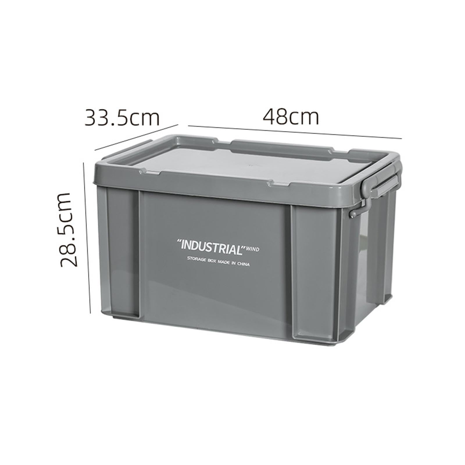 Aufbewahrungsbox Vielseitiger Stapelbarer Lagerbehälter Robuste Kiste mit Deckel PP für Werkstattbedarf Heimlagerung Büroorganisation Auto, Grau