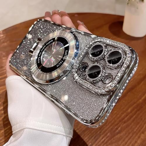 PIKULOA Case for iPhone 15 Pro Max with Sparkling Rhinestones, Silver by PIKULOA - Used condition - US$14.85