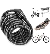 Sportneer Kayak Cable Lock 9.84ft, 10mm Heavy Duty Bike Lock with 4-Digit Resettable Combination,...