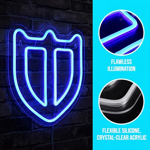 Image of FF14 Paladin Neon Sign for Wall Decor, Shield Neon Light for Game Room, Bedroom, Man Cave, Birthday Decorations, Fans Gifts, Collection, USB Powered, Blue, 11.8 inchx 9.8 inch