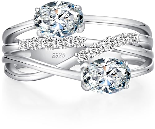 jiamiaoi Bagues Femmes en Diamant Argent 925, Plaqué Or Blanc 18 Carats, Bagues de Fiançailles, Bague Solitaire Anniversaire Promesse de Mariage