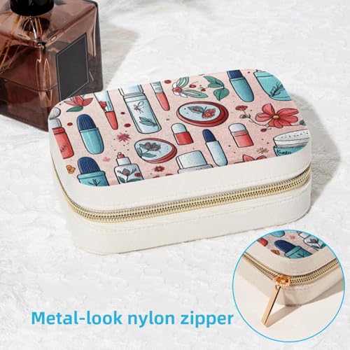 Boîte à bijoux pour boucles d'oreilles bagues colliers, étui de rangement compact filles - 7