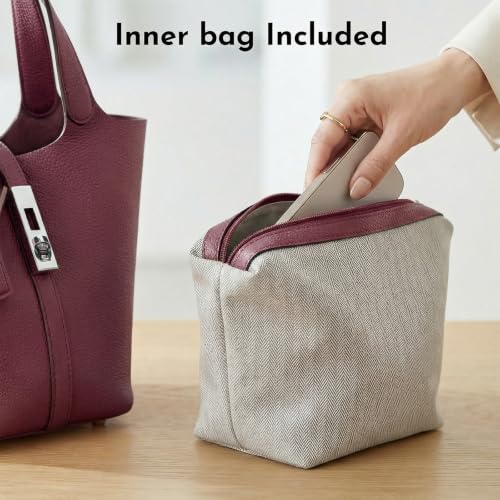 Image of Tote Bag for Women Vegan Leather Bucket Purse for Women Top Handle Handbag Shoulder Bag with Detachable Small Purse