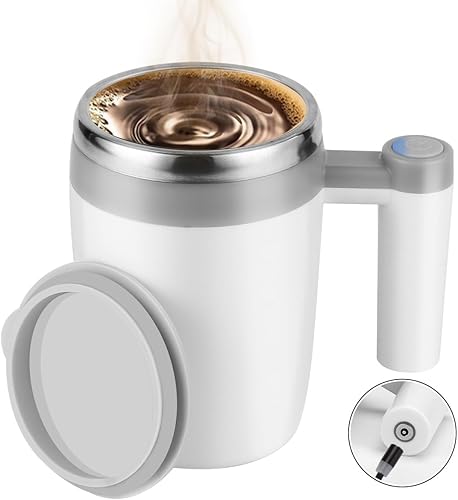 Miniatura 10 de KittBaby - Taza de café autoagitable, recargable de acero inoxidable, taza magnética automática para café, té, leche, cacao, taza mezcladora