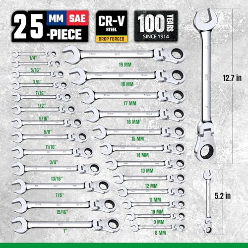 SK Flex-Head Ratcheting Wrench Set