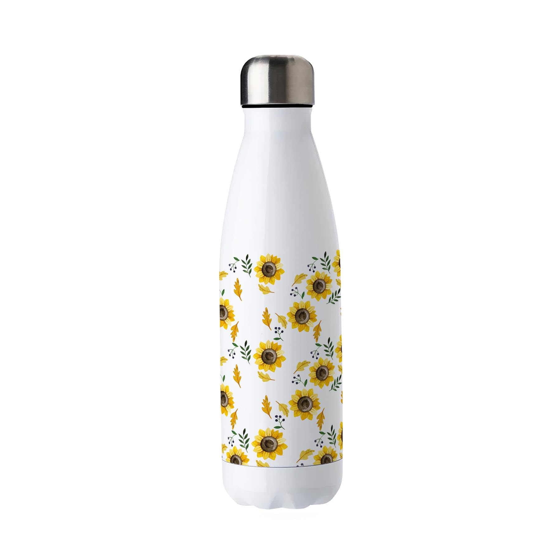 Purely Home Yellow Sunflowers Stainless Steel Water Bottle - Floral Summer Presents For Her - Double Walled 500Ml Metal Hot/Cold Drinks Bottle Outdoor Gifts