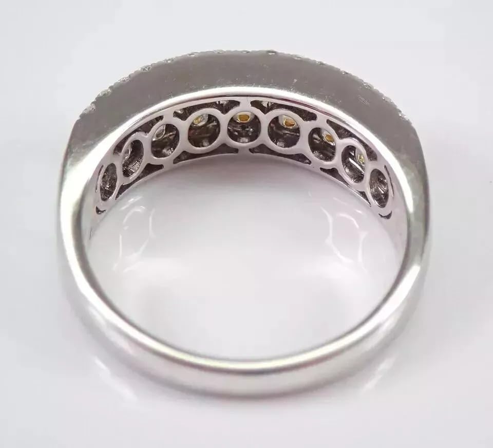 rkjewellry_store || 14k White Gold Finish 925 Sterling Silver 2.20Ct Cushion Cut Yellow Citrine Engagement Wedding Band Women's Ring3