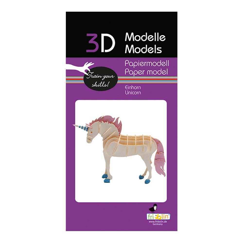 Fridolin Modelo de papel 3D, unicornio