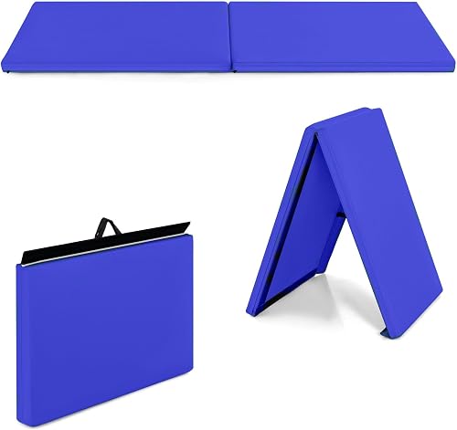 Tapis de Gymnastique Épais Pliable 180 x 60 x5 cm (Bleu Vi GYMAX