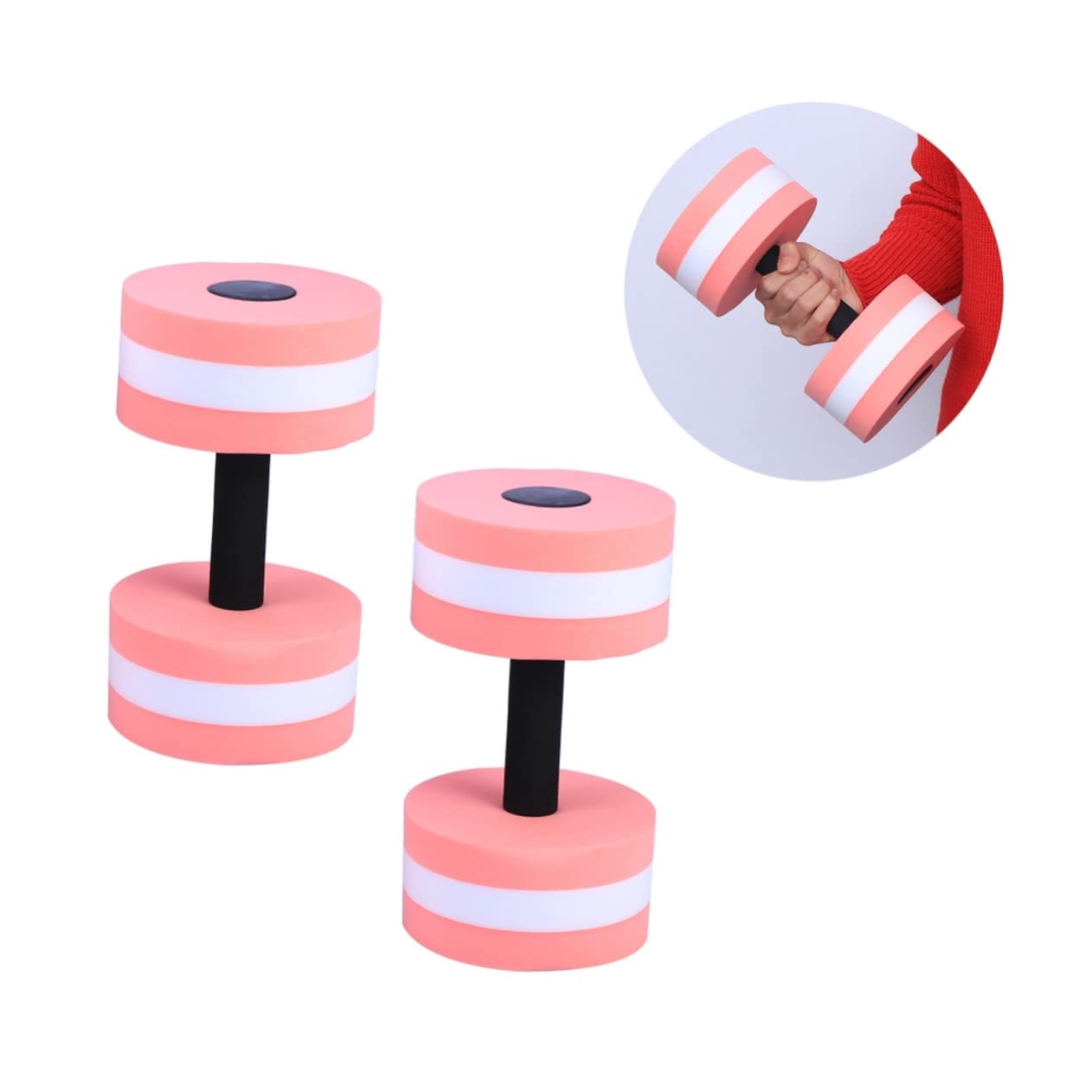 Kisangel Manubri Ad Acqua per Piscina Rosa, Set da 2 Bilancieri in Schiuma Eva per Esercizi di Fitness Acquatico, Allenamento Acquagym per Rafforzare Schiena e Addominali
