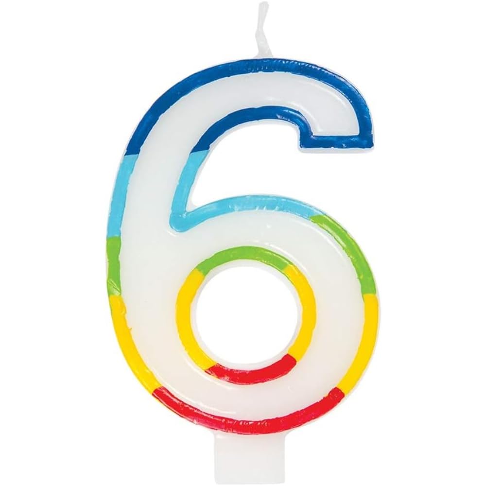 Photo 1 of Unique Rainbow Border Number 6 Birthday Candle