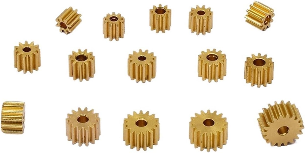 Xuro 0.3 Modulus Metal Copper Gear 8T 9T 10T 11T 12T 13T 14T 15T 16T 18T Teeth Brass Pinion Gear Fit 1mm 1.5mm 2mm Shaft(10T 1.48mm)