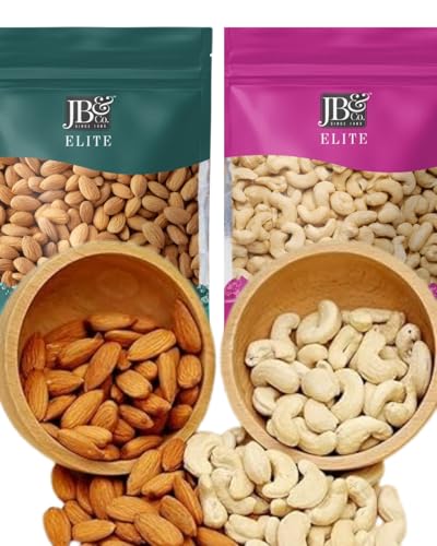 Image of JB&CO Premium Dry Fruits Combo | Elite California Almonds & Cashews | Fresh Crunchy Badam Kaju | Healthy Daily Snack | Rich in Protein & Energy 500g (250gx2)