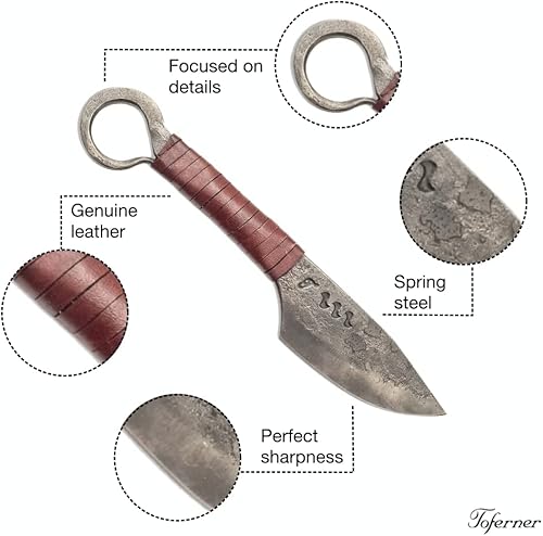 Miniatura 3 de Toferner Celtic Eye 1- Cuchillo forjado a mano - Deportes - Funda de cuero genuino hecha a mano - Hoja endurecida - Vintage- Colección de arte -