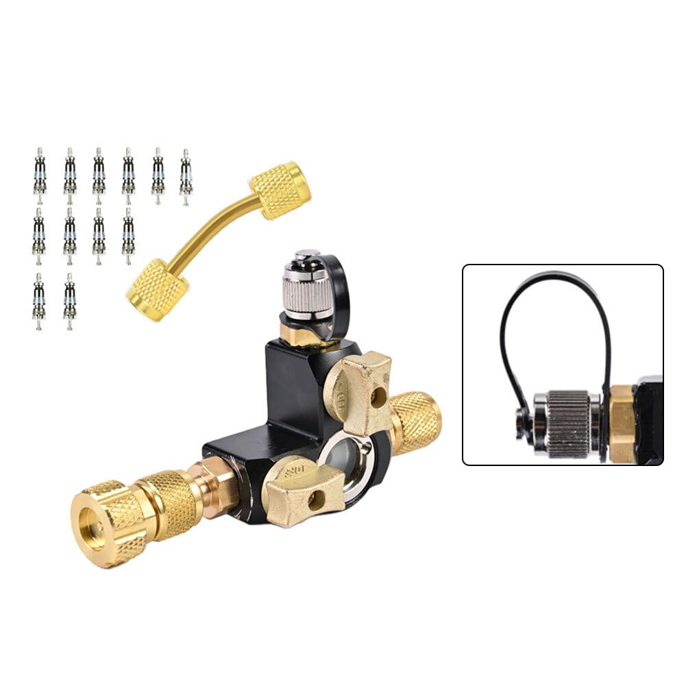 Kit profesional de herramientas de extracción de núcleo de válvula con vidrio de visión, removedor de válvula dual de 1/4 pulgadas para tareas de servicio HVAC y Mini-Split