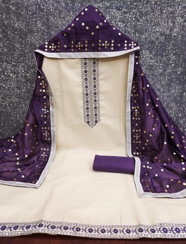 Image of HMP Fashion Womens Bombay Cotton Embroidery Tie Cotton Unstitch dress Material With Chanderi lace bordered Dupatta