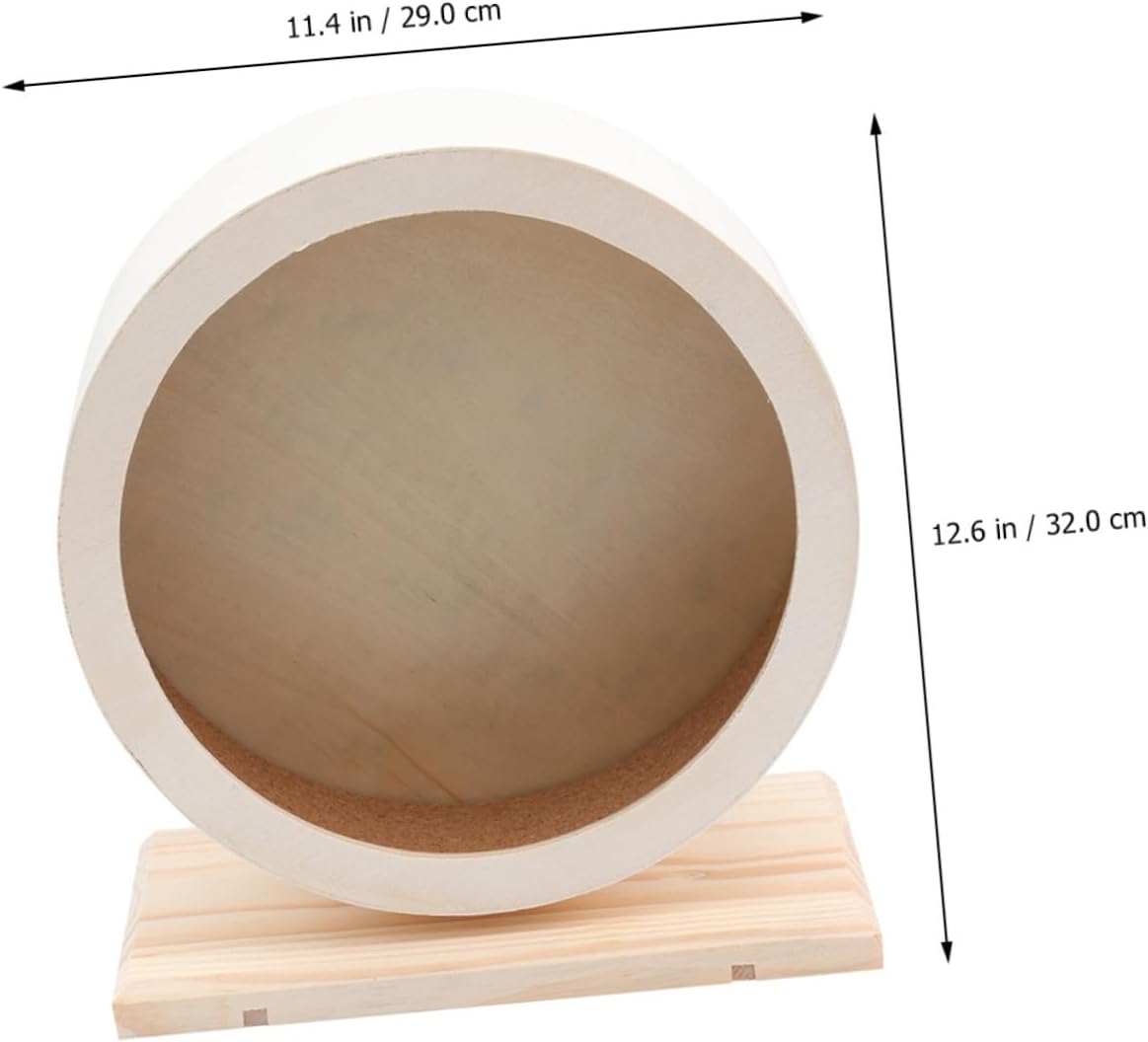 Generic Large Wooden Silent Hamster Running Wheel with Stand for Small Pets Exercise and Enrichment Quiet Spinner for Chinchillas Guinea Pigs Gerbils Pet Fitness Roller for Healthy Active