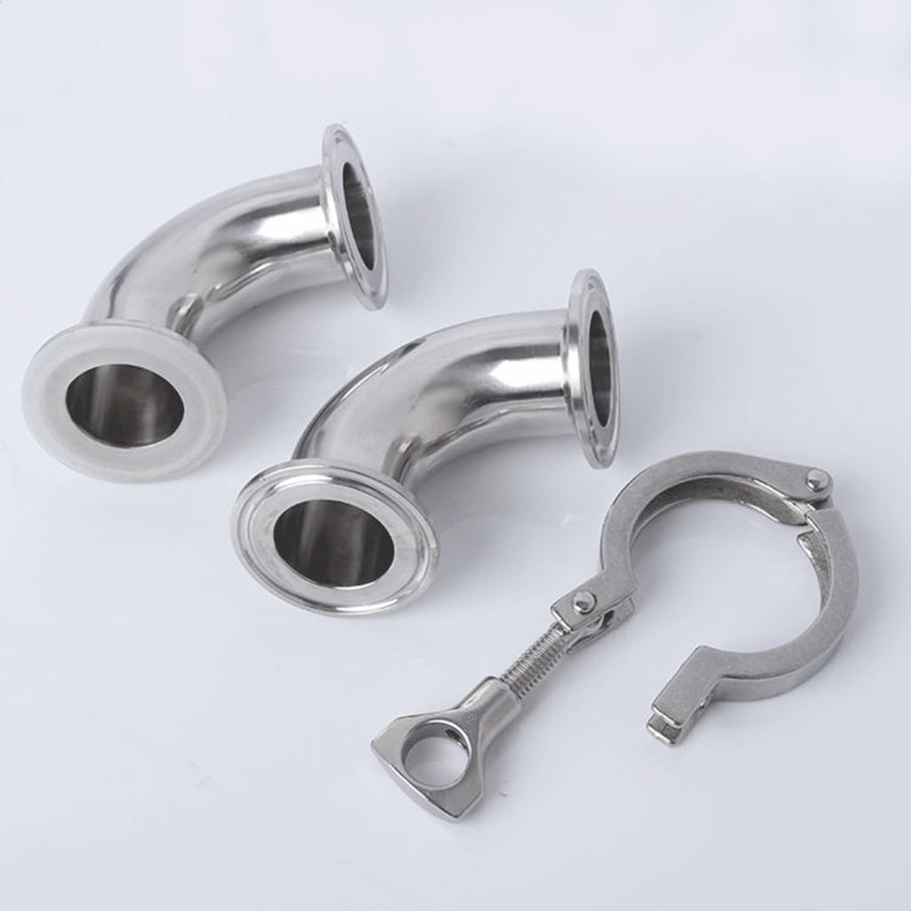 304 Stainless Steel Elbow Sanitary Fitting Pipe Feerule + Tri Clamp + Silicon Gasket, for Connecting Compression Elbows(25mm x Ferrule 50.5)
