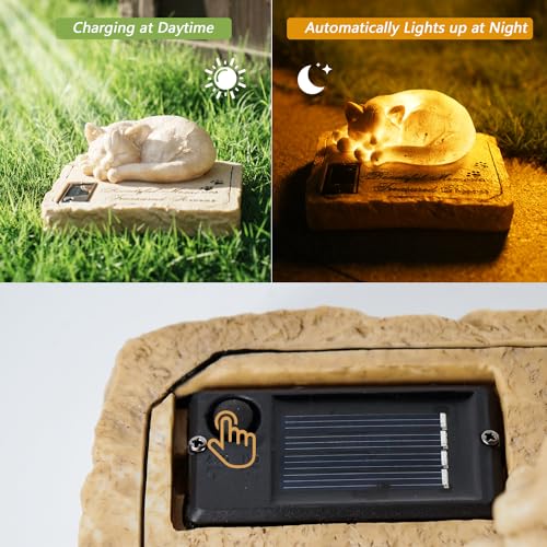 YLSMILE Pedras Memoriais Solares para Gatos, Lápides Memoriais para Animais de Estimação, Marcadores
