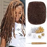 Afro Kinky Bulk Human Hair For Dreadlock Extensions Repair Locs,Twist Braiding, 100% Human Braiding Hair ，30Grams each bundles Total (8Inch # 4)