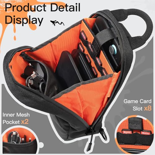 Image of JETech Sling Crossbody Bag for Nintendo Switch 2 /Switch OLED /Switch Console, Shoulder Bag with 8 Game Card Slots, Large Capacity for Accessories & Charger, Perfect for Daily Use & Travel, Black