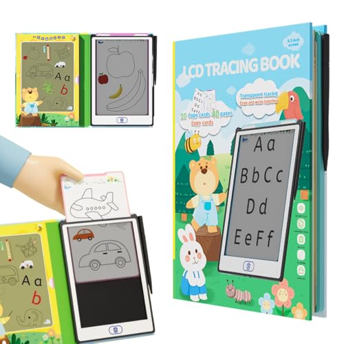 TECET® Ardósia mágica 8,5' infantil | Quadro magnético para calcar desenhos, aprender a escrever e pintar | Livro de desenho educativo com cartões e caneta esferográfica – presentes para crianças