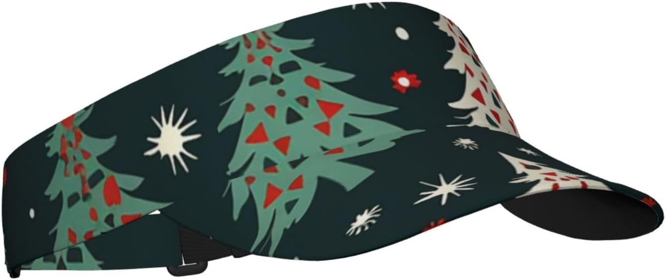 Christmas Tree Pattern Sports Sun Visor for Men Women Adjustable Empty Top Baseball Cap Outdoor Golf Running Sun Caps Black