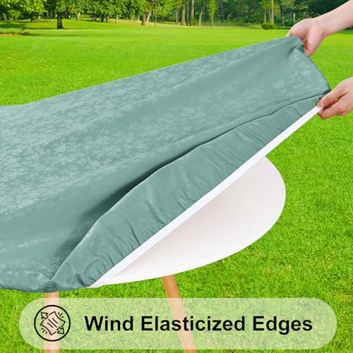 Image of Smiry Waterproof Heavy Duty Vinyl Fitted Tablecloth for 45 inch-56 inch Round Table